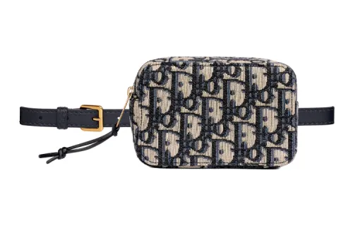 DIOR Canvas One Shoulder Crossbody Fanny Pack Mini Women's Blue