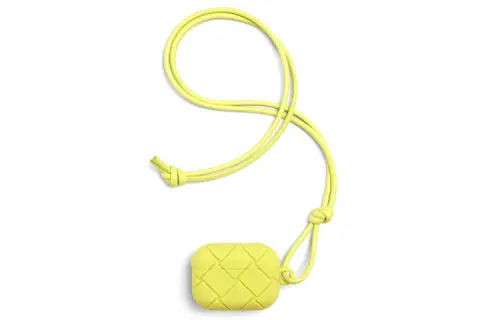 Bottega Veneta Cow Leather Earphone Case Unisex Light Yellow
