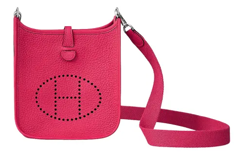 HERMES Evelyne Taurillon Clemence Cow Leather Crossbody Bag, Shoulder Bag 16 Women's I5 Flamingo Red