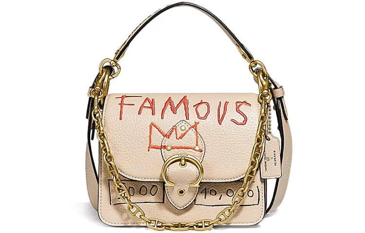 COACH X Basquiat Collaboration Beat Leather Handbags Small Women's Ivory White