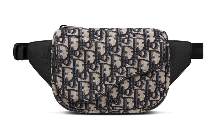 DIOR Cow Leather Saddle Bag One Shoulder Crossbody Fanny Pack Regular Men's Beige & Black