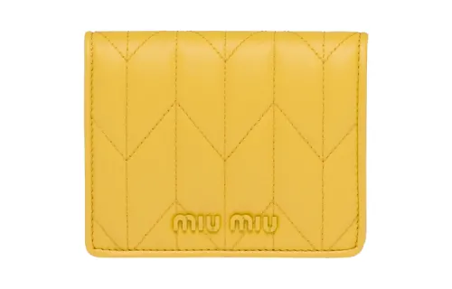 MIU MIU Soft Sheep Leather Wallet Women's Pure Sunlight Yellow