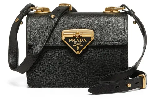 PRADA Saffiano Leather Shoulder Bag, Crossbody Bag Women's Black