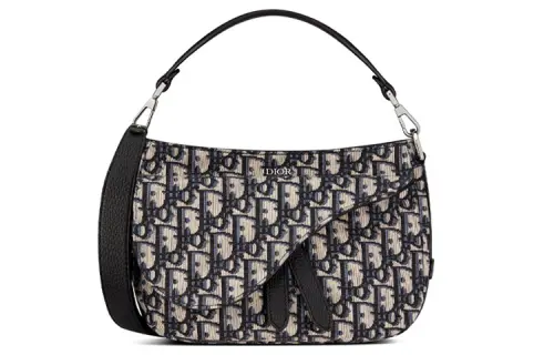 DIOR Saddle Leather Saddle Bag, Shoulder Bag, Crossbody Bag, Handbag Mini Men's Beige/Black
