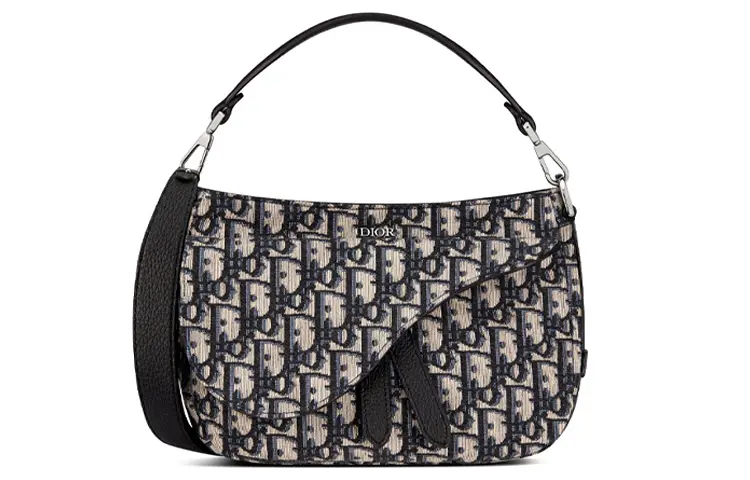 DIOR Saddle Leather Saddle Bag, Shoulder Bag, Crossbody Bag, Handbag Mini Men's Beige/Black
