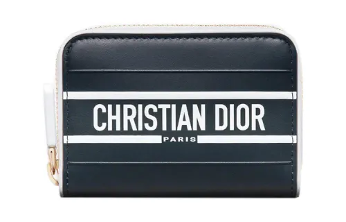 DIOR Vibe Cow Leather Card Holder Wallet Card Holder Small Women's Blue