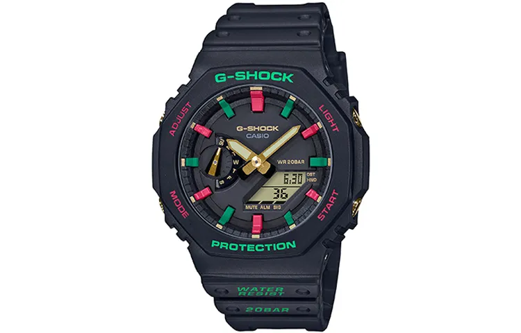 CASIO Men Liquid Crystal/Analog Dual Display Series Black Watch GA-2100TH-1A