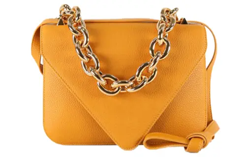 Bottega Veneta Chain Calfskin Shoulder Bag Women's Yellow