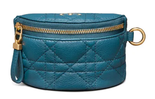 DIOR Cow Leather Clutch Women's Gray Blue