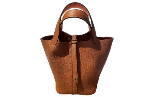 HERMES Picotin Lock Taurillon Clemence Leather Basket Bag, Bucket Bag, Handbag 18 Women's Pumpkin/Orange Red