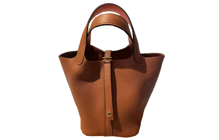 HERMES Picotin Lock Taurillon Clemence Leather Basket Bag, Bucket Bag, Handbag 18 Women's Pumpkin/Orange Red