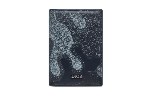 DIOR PETER DOIG Collaboration Smooth Cow Leather Card Holder Card Holder Men's Denim Blue