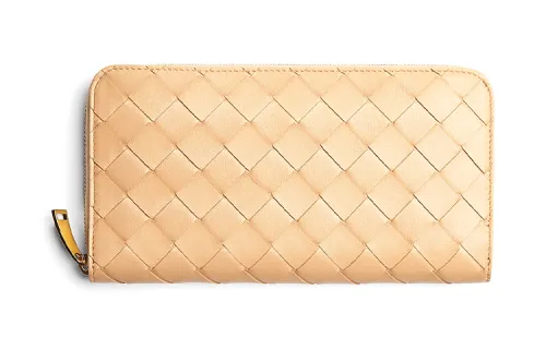 Bottega Veneta Sheepskin Clutch Card Holder, Wallet Women's Beige