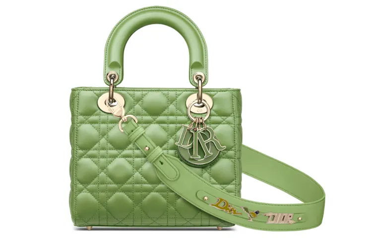 DIOR Lady Dior Sheepskin Handbag, Shoulder Bag, Crossbody Bag Small Women's Green