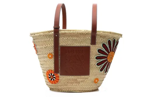 LOEWE Raffia Woven With Leather Tote Bag, Shopping Bag, Handbag, Shoulder Bag Large Women's Beige