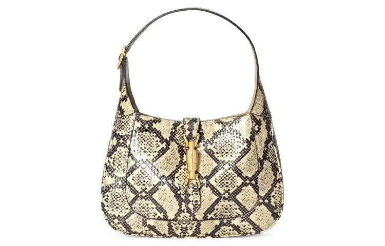 GUCCI Jackie 1961 Python Skin Crescent Shoulder Bag Shoulder Bag Small Women's Beige