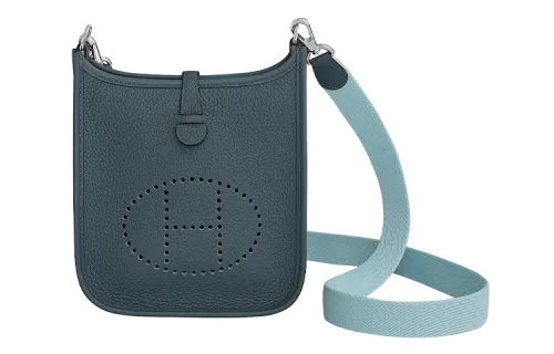 HERMES Evelyne Clemence Bullock Leather Crossbody Bag, Shoulder Bag 16 Women's Storm Blue/Dark Blue