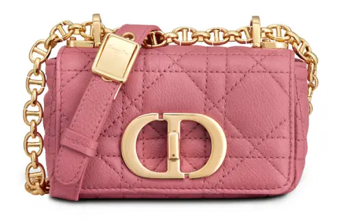 DIOR Cow Leather Crossbody Bag Mini Women's Mugwort Pink