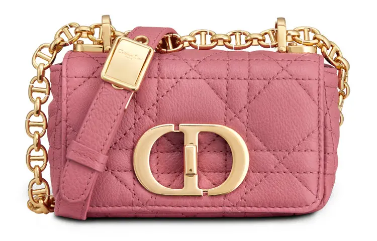 DIOR Cow Leather Crossbody Bag Mini Women's Mugwort Pink