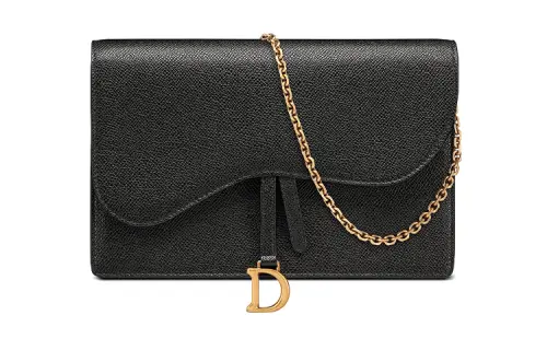 DIOR Saddle Calfskin Combo Bag One Shoulder Crossbody Clutch Wallet Women's Black
