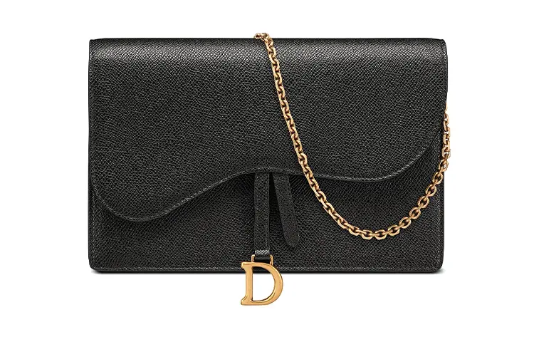 DIOR Saddle Calfskin Combo Bag One Shoulder Crossbody Clutch Wallet Women's Black