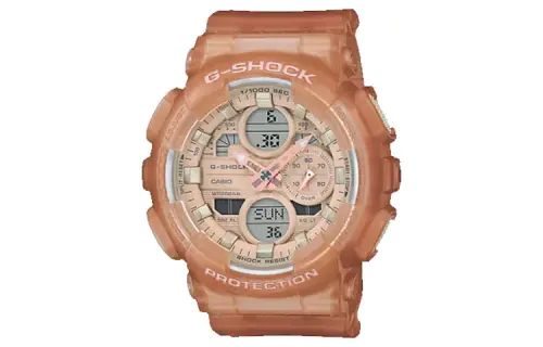 CASIO Women's Liquid Crystal/Analog Dual Display Series Orange Watch