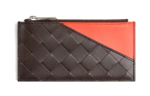 Bottega Veneta Cow Leather Card Holder Men's Dark Brown