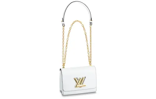 LOUIS VUITTON Twist Chain Epi Leather Twist Bag, Portable Crossbody Bag, Shoulder Bag Small Women's White