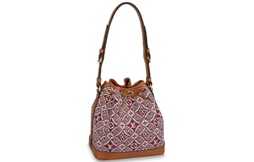 LOUIS VUITTON NOE Calfskin Trim Bucket Bag, Portable Crossbody Bag, Shoulder Bag Women's Brown Red