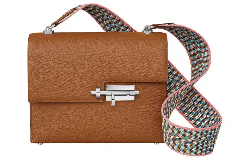 HERMES Verrou Epsom Calfskin With Canvas Crossbody Bags Regular Women's Gold White