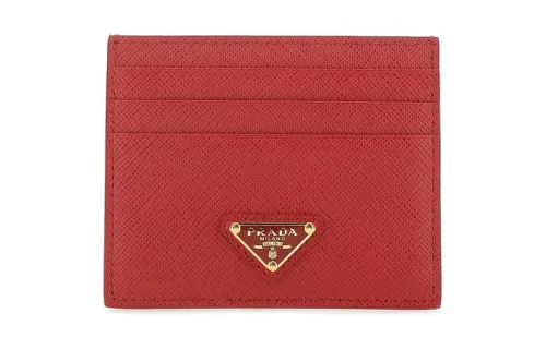 PRADA Saffiano Leather Wallet Women's Red