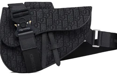 DIOR Saddle Cow Leather With Fabric Saddle Bag, Crossbody Bag, Sling Bag, Fanny Pack, Shoulder Bag Men's Black