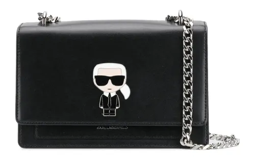 KARL LAGERFELD / Karl Lagerfeld Jeans Flap Calfskin Crafted Shoulder Bag Women's Black