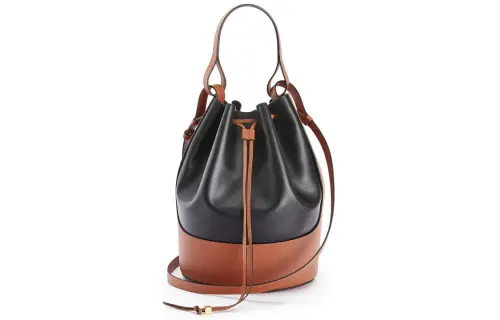 LOEWE Balloon Napa Calf Leather Balloons Bag, Bucket Bag, Handbag, Shoulder Bag, Crossbody Bag Large Women's Black/Tan