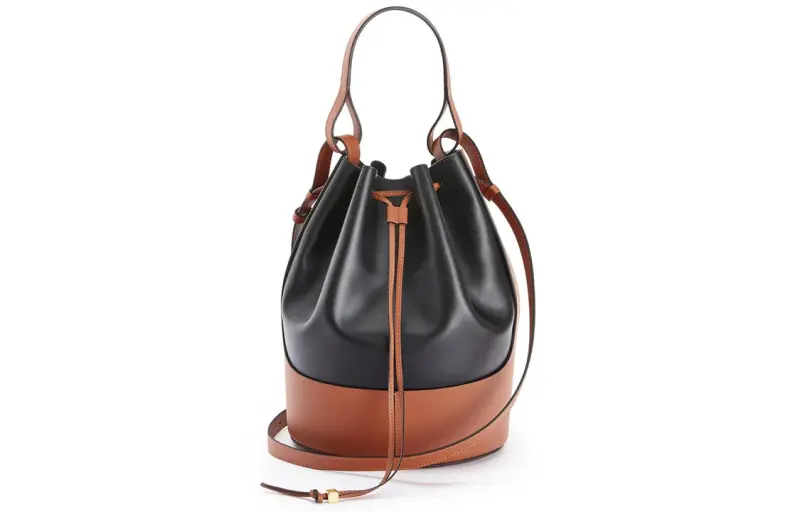 LOEWE Balloon Napa Calf Leather Balloons Bag, Bucket Bag, Handbag, Shoulder Bag, Crossbody Bag Large Women's Black/Tan