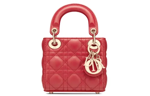 DIOR Lady Dior Sheepskin Handbag, Shoulder Bag, Crossbody Bag, Handbag Extra Mini Women's Red