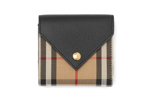 Burberry Leather Wallet Women's Black Brown