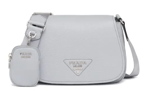 PRADA Leather Shoulder Bag, Crossbody Bag Women's Cornflower Gray