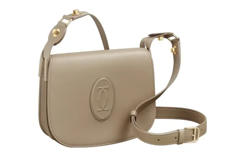 CARTIER Carnassière Calfskin Saddle Bag, Crossbody Bag, Shoulder Bag Extra Mini Women's Taupe