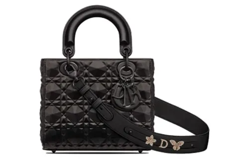 DIOR Lady Dior Cow Leather Handbag, Shoulder Bag, Crossbody Bag, Handbag Small Women's Black
