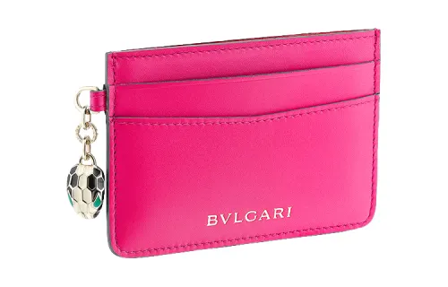 BVLGARI Serpenti Forever Series Calfskin Card Holder Women's Shimmery Amethyst Color