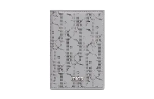DIOR Cow Leather Card Holder Men's Gray