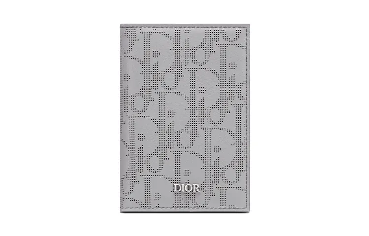 DIOR Cow Leather Card Holder Men's Gray