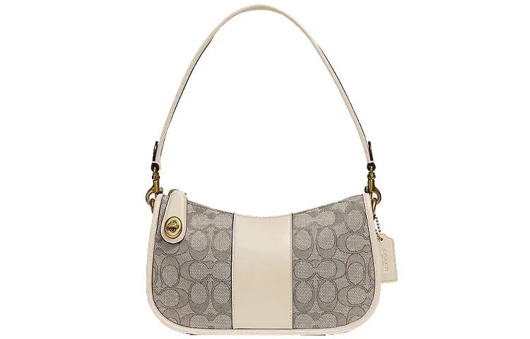 COACH Swinger Fabric With Leather Shoulder Bag, Pochette, Shoulder Bag, Crossbody Bag, Handbag Medium Women's