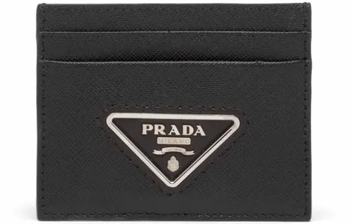 PRADA Leather Card Holder Unisex Black