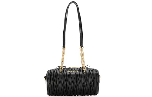 MIU MIU Matelassé Sheepskin Cylinder Bag, Shoulder Bag Women's Black