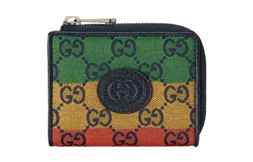 GUCCI Canvas Leather Label Coin Purse Mini Men's Multicolor