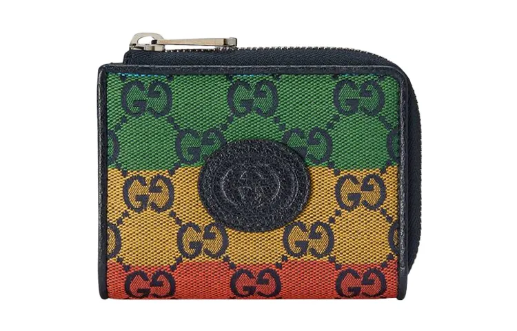 GUCCI Canvas Leather Label Coin Purse Mini Men's Multicolor