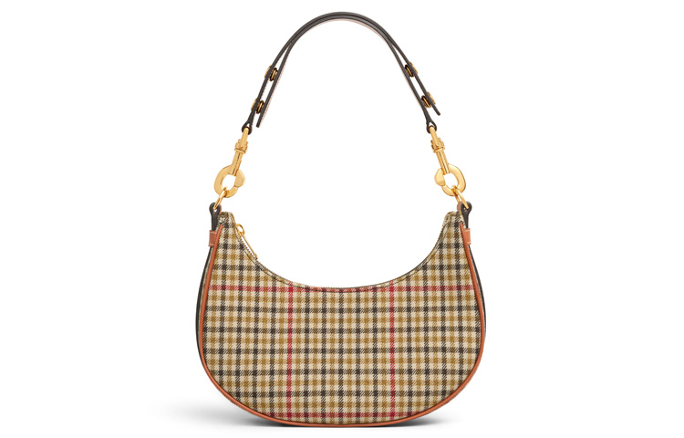 CELINE Ava Adjustable Strap Fabric And Cow Leather Crossbody Bag, Shoulder Bag Women's Green & Tan