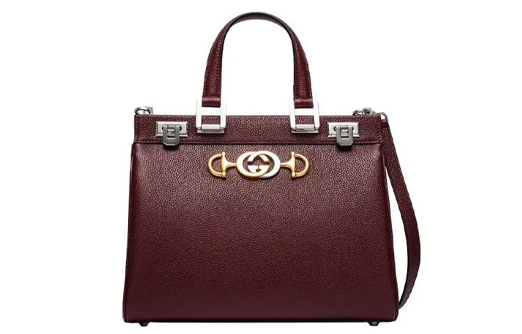 GUCCI Zumi Leather Shoulder Bag, Crossbody Bag, Handbag Small Women's Dark Red